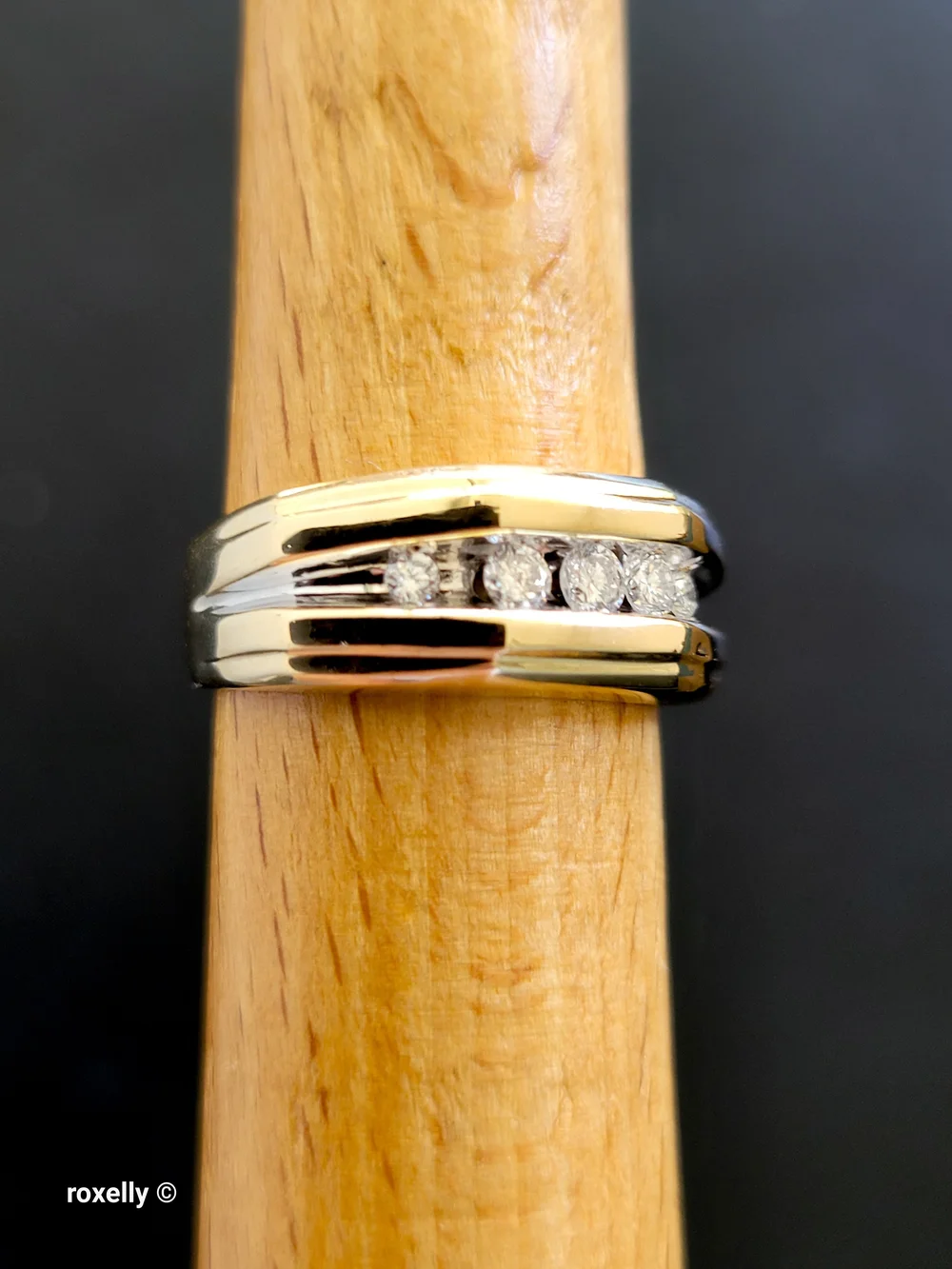 14K Yellow Gold Genuine Diamonds Band Ring Size 6.75, Solid Gold! 👌🎁